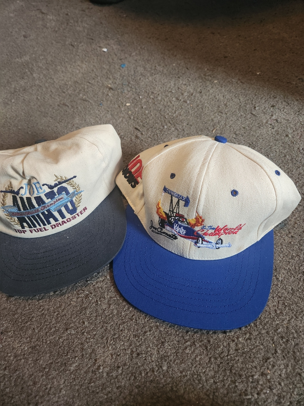 Vintage Dragster Kids Baseball Cap - White and Blue